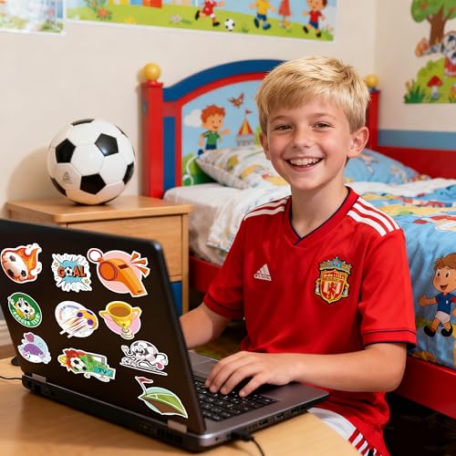 Soccer Party Favors - 100 PCS Soccer Stickers for Kids | 2026 World Game Cup Merchandise Gifts Activities Birthday Toys Games Crafts for Goodie Bags Gift Bags - style: Soccer