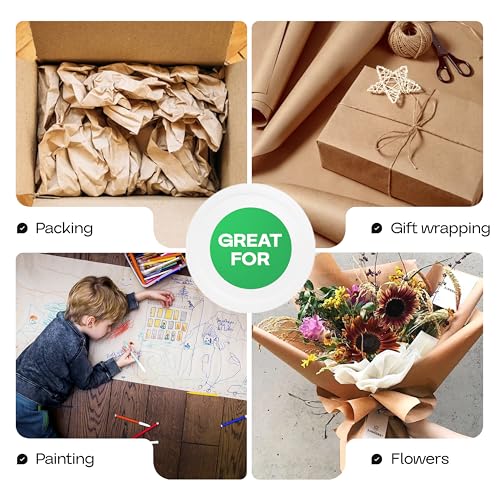 IDL Packaging 18" x 2160" (180 feet) Popular Pack Brown Kraft Paper Roll - USA-Made Perfect Craft Wrapping Paper for Packing, Moving, Shipping - 100% Recycled Natural Wrap Material - color: Brown, size: 18"x180' (#30 thick)