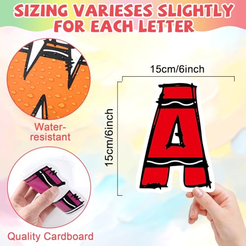 150 PCS Large 6" Bulletin Board Letters Set, Colorful Crayon Themed Classroom Alphabet Cutout Letter for Bulletin Board Display Home School, A Great Helper to Inspire Students' Learning Interest - style: Colorful Crayon