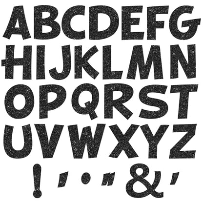 150 PCS Large 6" Bulletin Board Letters Set, Glitter Black Classroom Alphabet Cutout Letter for Bulletin Board Display Home School, A Great Helper to Inspire Students' Learning Interest - style: Glitter Black