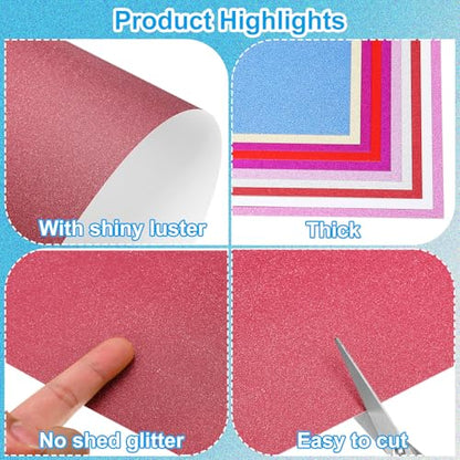 PATIKIL 10 Sheets Dark Red Glitter Cardstock Paper, A4 250gsm Rectangle Premium Sparkly Paper Craft Cardstock Paper for Scrapbook Card Making DIY Art Projects Wedding Party - color: Dark Red, size: A4