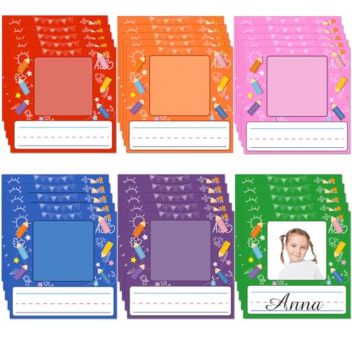 Starboling Kids Name Tags,48 Pcs Adhesive Desk Nameplates,Photo Name Tags Sticker for Classroom Student School Supplies,Name Tag Stickers Classroom Decor Name Stickers（Pencil Photo Name Sticker） - color: Pencil Photo Name Sticker, size: 4.72x4.72 inch
