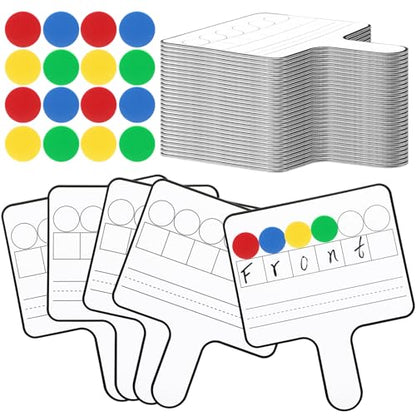 Seajan 9 Pcs Magnetic Paddle Set Education Dry Erase Double Side Handheld Answer Board with Magnetic Counters Discs Phonemic Awareness Phonics Games Toy for Students Kids Teaching Supply (Black) - color: Black