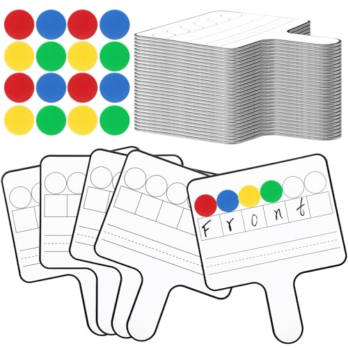 Seajan 9 Pcs Magnetic Paddle Set Education Dry Erase Double Side Handheld Answer Board with Magnetic Counters Discs Phonemic Awareness Phonics Games Toy for Students Kids Teaching Supply (Black) - color: Black