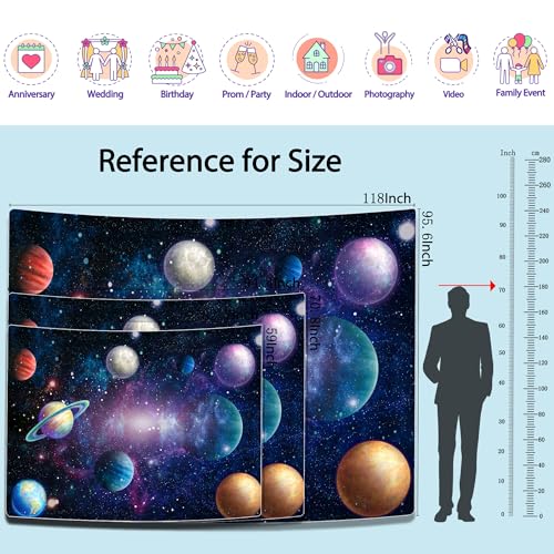 Outer Space Backdrop Starry Galaxy Banner for Baby Boys Girls Planet Theme Birthday Party, 95.6"x70.8" Nebula Photography Background Photoshoot Decorations Photo Studio Props Cake Table Decor - size: 95.6"x70.8"