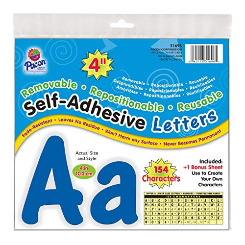 Pacon Reusable Self-Adhesive Vinyl Letters & Numbers Cheery Font 4" Blue - color: Blue, size: 4-Inch