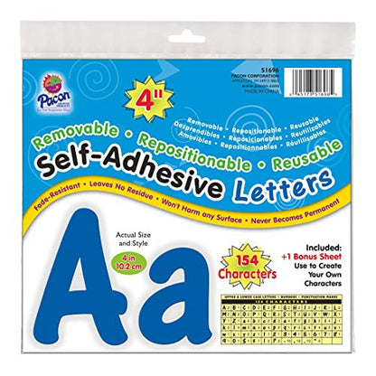 Pacon Reusable Self-Adhesive Vinyl Letters & Numbers Cheery Font 4" Blue - color: Blue, size: 4-Inch