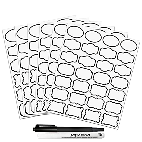 Kitchen Pantry Food Containers Clear Labels with Black Border, 138 Waterproof Removable Write-on Sticker Labels Tags to Organize Spice Jars Condiment Flour Sugar Canisters Storage Bins, Free 2 Markers - color: Clear Labels With Black Border(138 Pcs)