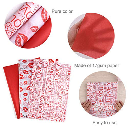 MIAHART 60 Sheets Gift Wrapping Tissue Paper Assorted 50 * 35cm Valentine's Day, Wedding, DIY Crafts, Gift Decorations