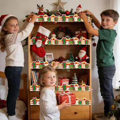 69 Feet Christmas Gift Box Border Red Green Bulletin Board Border Trim for Christmas Holiday Party School Classroom Office DIY Home Wall Decor - style: Gift box