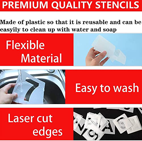 YEAJON 6 Inch Letter Stencils and Numbers, 36 Pcs Alphabet Art Craft Stencils, Reusable Plastic Templates for Wood, Wall, Fabric, Rock, Signage(6 Inch) - size: 6 Inch