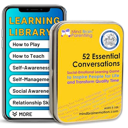 Mind Brain Emotion 52 Essential Conversations for Home, Therapy, Speech, School Classroom - Conversation Cards for Kids, Family, Teacher & Counselor to Build Growth Mindset & Communication Skills - style: Conversation Skills