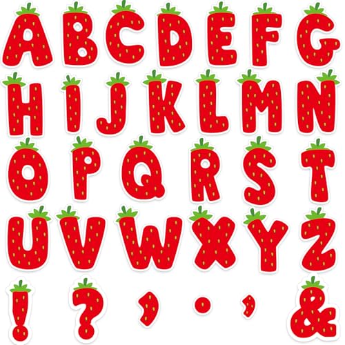 150 PCS Large 6" Bulletin Board Letters Set, Strawberry Classroom Alphabet Sweet Berry Cutout Letter for Bulletin Board Display Home School, A Great Helper to Inspire Students' Learning Interest - style: Strawberry Themed