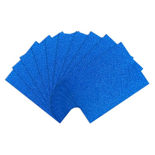 YZH Crafts Glitter Cardstock Paper, No-Shed Shimmer Glitter Papers, Cut Craft and DIY Projects Card stock, Sparkly Paper for Card Making, 8.27 x 11.69 Inch, A4 Size, 10 Sheets (Royal Blue)