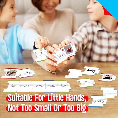 110PCS Sentence Building, Double-Sided Puzzles 180 Sight Words & 20 Blanks for Kids Learning Sentences, Early Reading, Writing & Language Practice-Educational Toy for Kindergarten, Grade 1st, 2nd