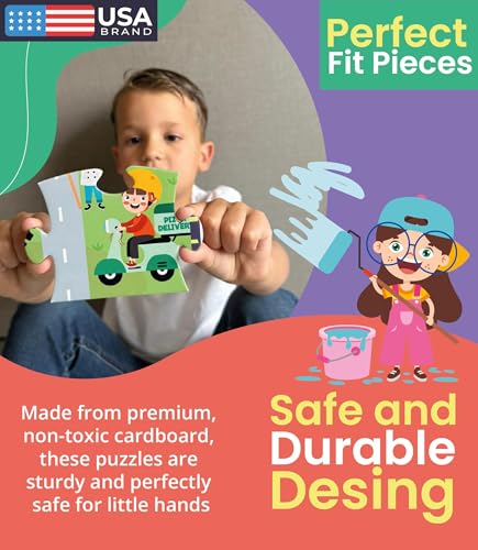 Floor Puzzles for Kids Ages 3-5 4-6 Educational 48 Piece City Jobs Theme with 2 Giant Coloring Posters Preschool Learning Toy Boosts Focus Creativity Screen Free Play Family Time Fun - style: JOBS IN THE CITY