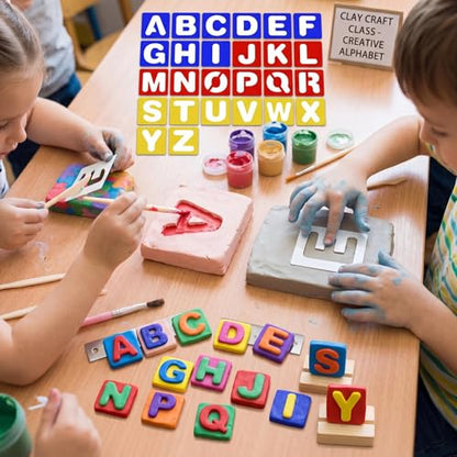 TecUnite 26 Pieces Letter Stencils Set Plastic Alphabet Stencils Template Numbers for Painting Learning DIY Craft Decoration(3 x 3 Inches) - size: 3 x 3 Inches