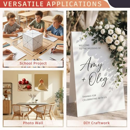 Frametory Self-Adhesive Foam Board, 8x10 Inch - 10 Pack White Mounting Boards with Sticky Backing, Acid-Free 3/16" (5mm) Thick Poster Board for Craft, Photo Mounting, Vision Boards & Presentations - size: 8x10