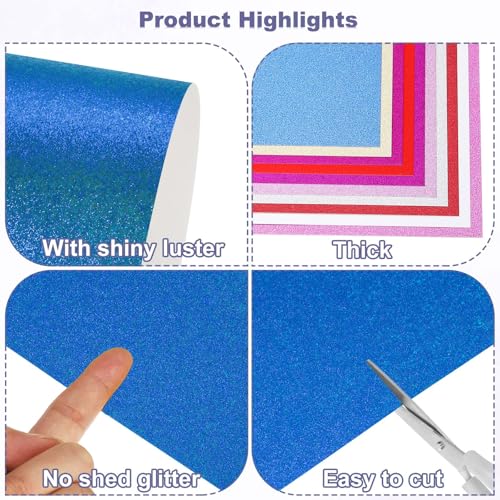 PATIKIL 20Sheets Blue Glitter Cardstock, 8.3x11.7 in A4 Glitter Paper Card Stock Shiny Scrapbook 250gsm Sparkly Paper Large Shimmer for Crafts Scrapbook DIY Art Wedding Party - color: Blue, size: 8.3x11.7 In
