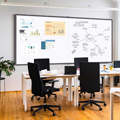 Magnetic Dry Erase Board 96 x 48 inches, Maxtek 4" x 8" Whiteboard for Wall, Large White Board Dry Erase Foldable Wall-Mounted Aluminum Frame Erase Board with Marker Tray for Office Home and School - size: 96"W x 48"H, style: Style A