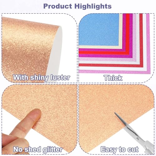 PATIKIL 20Sheets Champagne Glitter Cardstock, 12x12In Glitter Paper Card Stock Shiny Scrapbook 250gsm Sparkly Paper Large Shimmer for Crafts Scrapbook DIY Art Wedding Party - color: Champagne, size: 12x12In