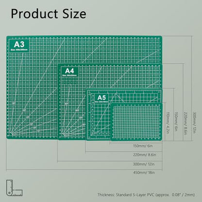 Cutting Mats Double Sided 5 Layers Craft Cutting Mat Rotary Cutting Sewing Mat Multi-sized Tabletop Cutting Board for Sewing Hobby Crafts Scrapbooking Fabric Project DIY Artwork