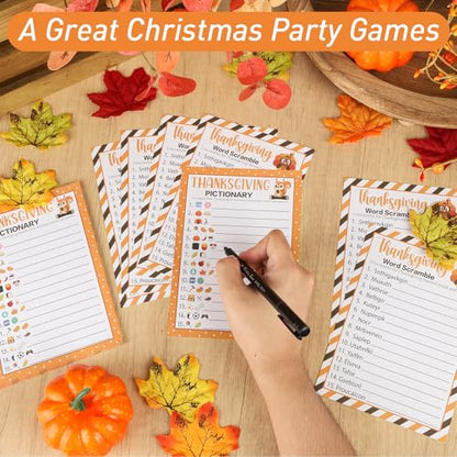 COCHIE 30 Players Thanksgiving Games for Family Party Adults Office Large Groups, Words Pictionary Game, Riddle Games, Word Scramble Game Fall Classroom Activities with Answer Key (Thanksgiving A) - style: Thanksgiving A