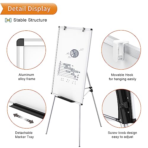 VIZ-PRO Whiteboard Easel, 36 x 24 Inches, Portable Dry Erase Board Height Adjustable for School Office and Home - size: 36 x 24 Inches - Board Only