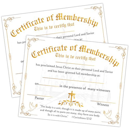 Church Membership Certificates for New Members, 25 Pcs Gold Foil Recognition Certificate, Certificates of Membership Gifts for New Church Members, Christian Religious Favors & Supplies -17 - style: Gold Foil-02