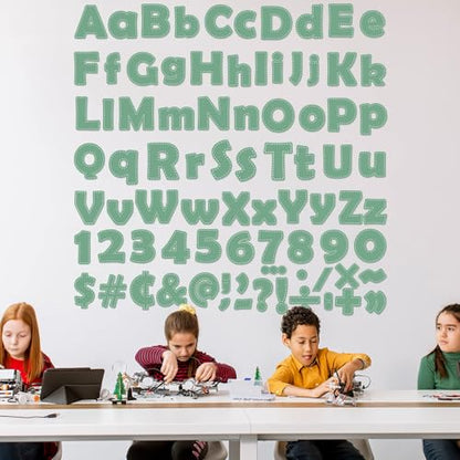 260pcs Letters Combo Pack Set Eucalyptus Classroom Decorations, Green Alphabet Letters Numbers Bulletin Board Block Accents Cutouts for Students Kids - style: green