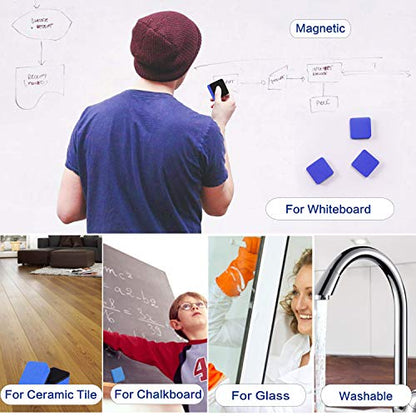 BingBing Dry Erase Erasers, 48 Pack Magnetic Whiteboard Eraser Chalkboard Cleansers Wiper for Classroom Office & Home (blue48) - color: 48pcs Blue