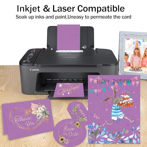 Purple Cardstock 8.5 x 11 80lb Halloween Card Stock For Printer, Goefun 24 Sheets Purple Construction Paper for Wedding Invitations, DIY Cards, Menus, Crafts - color: purple