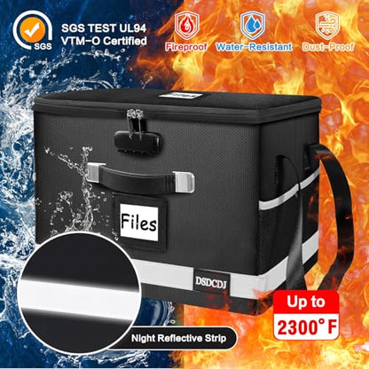 Upgraded Fireproof File Box with Stay-Open Straps, Fireproof Document Box with Lock, Portable File Organizer Filing Cabinet with Handles for Hanging Letter/Legal Folder, 15.5" x 12.3" x 10.5" - size: 15.5" x 12.3" x 10.5", style: Black 1 Pack-3300°F Box w