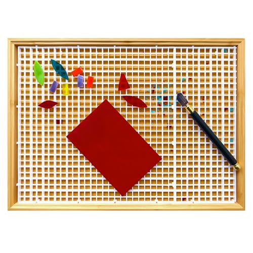 Stained Glass Cutting Mat - Double Layer Detachable Grid Mat for Glass Cutting with Fragment Catcher (17"x12") for Craft, Tile & Glass Cutting Projects