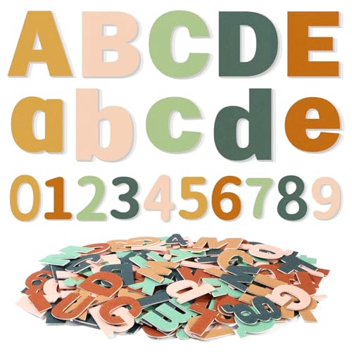 Breling 310 Pieces Felt Letter Bulletin Board Letters Sticker with Number 2" Bulk Self Adhesive ABC Upper Lowercase Sticky Letter for Xmas Gift Bulletin Board Classroom(Light Color) - color: Light Color
