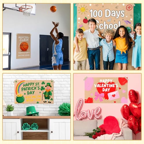 Tatuo 4 Pcs 30" x 48" Large Blank Brown Paper Banners for Teacher Appreciation Poster Crafts Decoration 120gsm Thick Kraft Paper Banner for Summer Camp Activities Wedding Baby Shower Party Decor - size: 30" X 48"