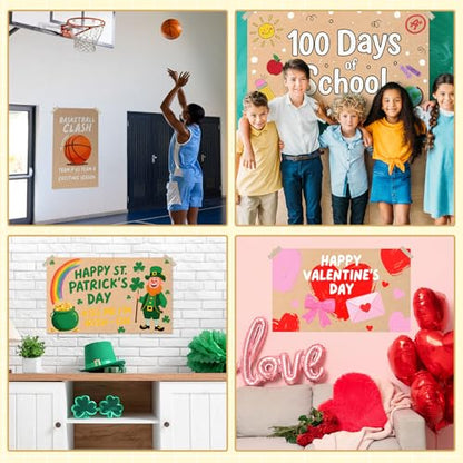 Tatuo 4 Pcs 30" x 48" Large Blank Brown Paper Banners for Teacher Appreciation Poster Crafts Decoration 120gsm Thick Kraft Paper Banner for Summer Camp Activities Wedding Baby Shower Party Decor - size: 30" X 48"