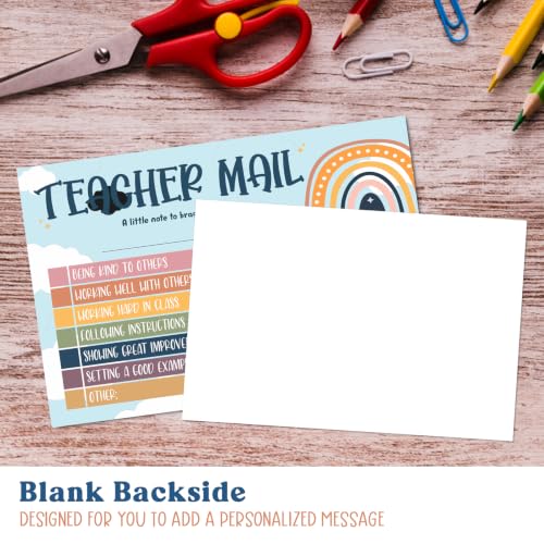 Rainbow Teacher Mail Incentive Cards Note to Parents, Preschool, Elementary Teacher Classroom Must Haves Good Behavior Incentive Cards to Send Home - color: Blue