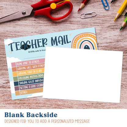 Rainbow Teacher Mail Incentive Cards Note to Parents, Preschool, Elementary Teacher Classroom Must Haves Good Behavior Incentive Cards to Send Home - color: Blue