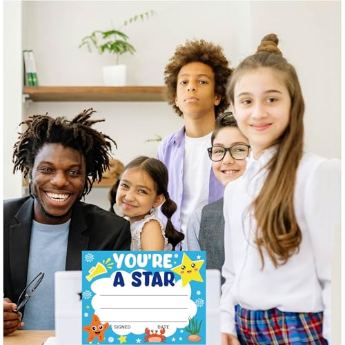 94 Pcs Student of Award Certificates End of School Year Superlatives Certificates Recognition Certificates of Achievement Graduation Birthday Certificates for Teacher Supplies (You're a Star) - style: Your're a Star