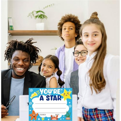 94 Pcs Student of Award Certificates End of School Year Superlatives Certificates Recognition Certificates of Achievement Graduation Birthday Certificates for Teacher Supplies (You're a Star) - style: Your're a Star