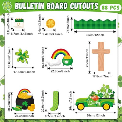 gisgfim St. Patrick's Day Jesus Bulletin Board Decorations Jesus is Our Rock Bulletin Board Set Happy St.Patrick Luck Shamrock Clover Cutouts Borders Decor for Irish Classroom Home Wall(St. Patrick's) - style: St. Patrick's Day Jesus