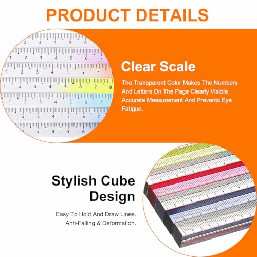 HARFINGTON Acrylic Clear Straight Rulers 15cm Metric Transparent Gradient Three-Dimensional Plastic Ruler Square Cube Measuring Tool for Classroom Office, Blue - color: Blue, size: 15cm