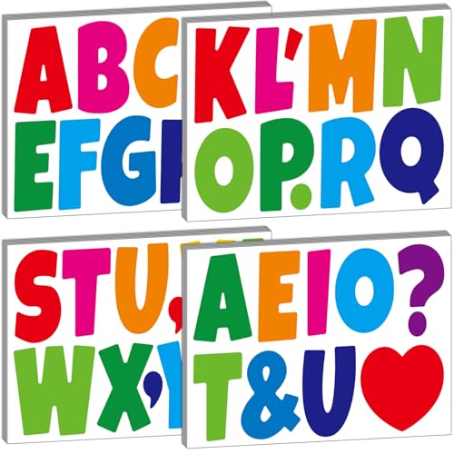 Bemeol Letter Stickers 210 Pcs 4 inch Bulletin Board Letters for Classroom Alphabet Poster Board Letters Cutouts for Bulletin Board Display Home Decor(Colorful) - color: Colorful