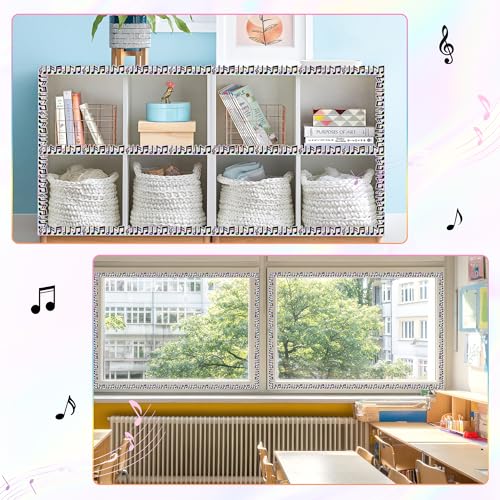 BeYumi Music Notes Border Trim - 65ft Back to School Musical Notes Holographic Straight Rolled Border Trim Iridescent Music Themed Bulletin Board Set Classroom Office Chalkboard Door Party Decoration - style: Musical Notes