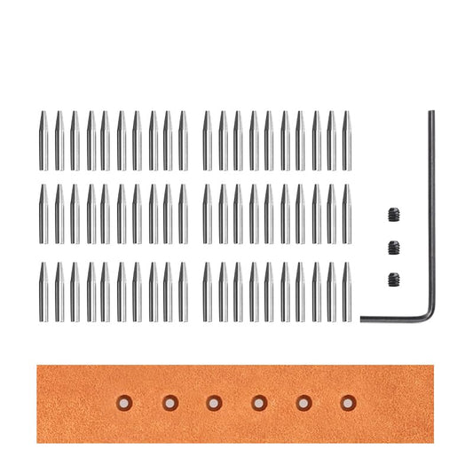 WUTA Leather Stitching Punch, 3nd Removable Round Hole Pricking Irons, Professional Working Hole Punch Tool Set for DIY Leather Craft（60 Pcs Chisel Head） - size: 3nd 60 Pcs Chisel Head