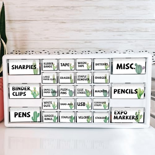 42 Pieces Teacher Toolbox Labels Tool Box Storage Label Classroom Supply Decor for Back to School Teachers Classroom Organization (Catcus) - style: Catcus