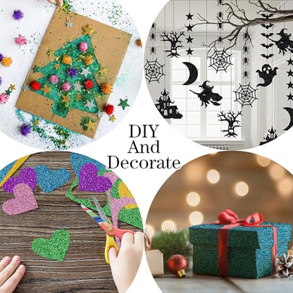 YZH Crafts Glitter Cardstock Paper, No-Shed Shimmer Glitter Papers, Cut Craft and DIY Projects Card stock, Sparkly Paper for Card Making, 8.27 x 11.69 Inch, A4 Size, 10 Sheets (Turquoies)