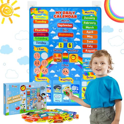 Taika All about Today Chart, My Daily Calendar, Calendar for Kids, Calendar & Weather Felt Chart, Classroom Monthly Chart, Fun Educational Toy, Autism Learning Materials, Classroom Chart for 4 years+ - color: Daily Calendar