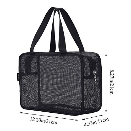 Moyad Mesh Shower Caddy Portable Toiletry Tote Gym Bag for College Dorm Bathroom (Black Large) - size: Medium